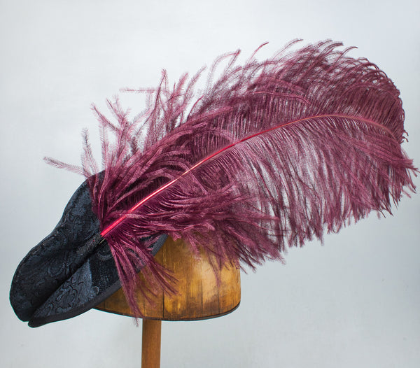 Single Plume Feather Hat Pin - Wine